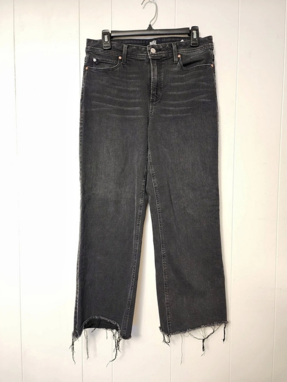 Paige Nellie High Rise Wide Leg Jeans Black Waist 29